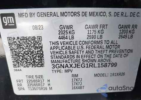 2024 Chevrolet Equinox Fwd 2Fl z USA, uszkodzony, nr VIN 3GNAXJEG1RL158799
